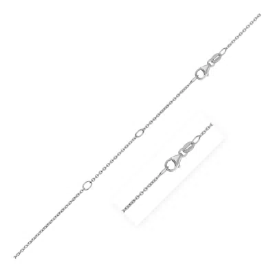 Fashnzfab Double Extendable Cable Chain In 14k White Gold (1.20 Mm) In Silver