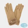 Fashnzfab Double Faux Fur Cuff Fleece Smart Touch Gloves In Brown