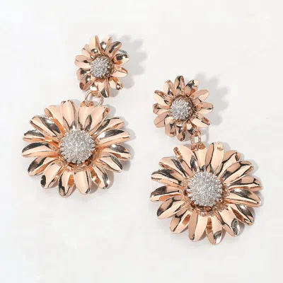 Fashnzfab Double Floral Drop Earrings In Silver