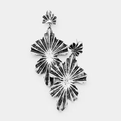 Fashnzfab Double Folded Metal Earrings In Silver
