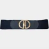 Fashnzfab Double Half Open Circle Buckle Stretch Elastic Belt In Black