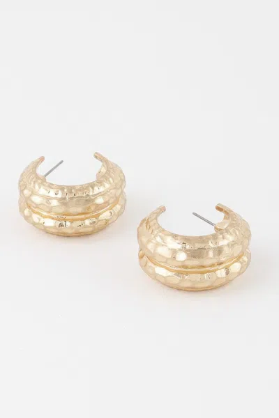 Fashnzfab Double Hammered Hoop Earrings In Gold