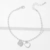 Fashnzfab Double Heart Charm Bubble Chain Bracelet Rhodium, White In Multi