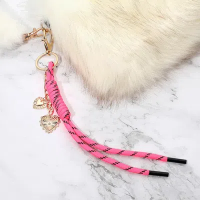 Fashnzfab Double Heart Charm Drop Rope Keychain Bag Charm In Multi