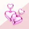 Fashnzfab Double Heart Link Dangle Earrings In Pink