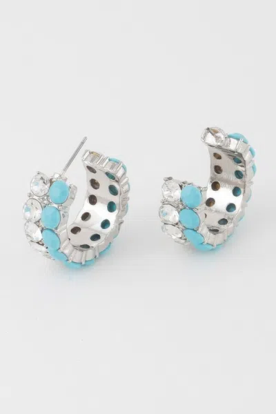 Fashnzfab Double Jewel Stone Hoop Earrings In Multi