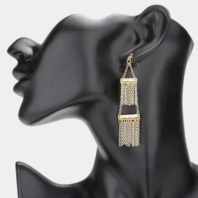 Fashnzfab Double Layer Metal Chain Fringe Swing Earrings In Gold