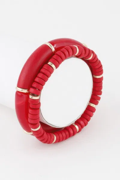 Fashnzfab Double Layered Bead Bracelet In Red