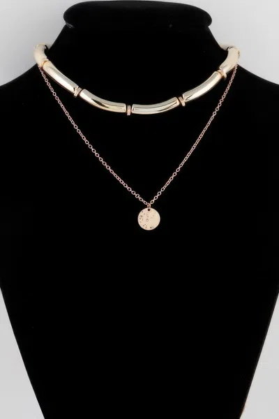 Fashnzfab Double Layered Chain Necklace In Gold
