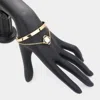 Fashnzfab Double Layered Pearl Charm Drop Cuff Bracelet Cream, Gold In Multi
