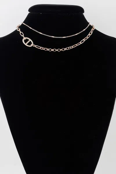 Fashnzfab Double Link Chain Choker Necklace In Gold