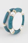 Fashnzfab Double Marble Bracelet In Blue