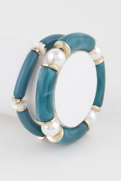 Fashnzfab Double Marble Bracelet In Blue