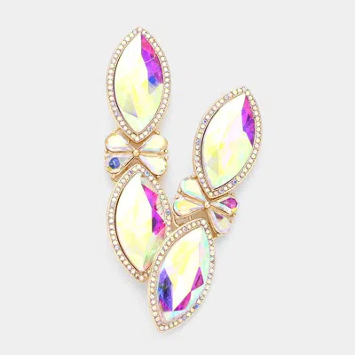 Fashnzfab Double Marquise Crystal Rhinestone Evening Earrings In Multi