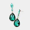 Fashnzfab Double Marquise Stone Teardrop Link Dangle Evening Earrings In Gold