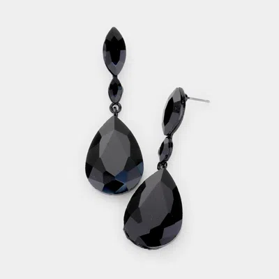 Fashnzfab Double Marquise Stone Teardrop Link Dangle Evening Earrings In Multi