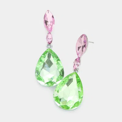 Fashnzfab Double Marquise Stone Teardrop Link Dangle Evening Earrings In Multi