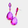 Fashnzfab Double Marquise Stone Teardrop Link Dangle Evening Earrings In Purple