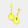 Fashnzfab Double Marquise Stone Teardrop Link Dangle Evening Earrings In Yellow