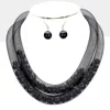 Fashnzfab Double Mesh Tube Pearl Collar Necklace In Black