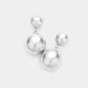Fashnzfab Double Metal Ball Link Dangle Earrings In Metallic