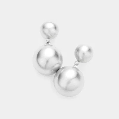 Fashnzfab Double Metal Ball Link Dangle Earrings In Metallic