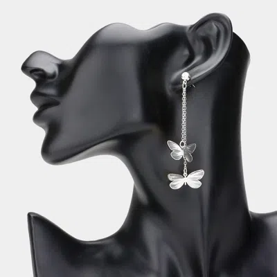 Fashnzfab Double Metal Cutout Butterfly Dropdown Dangle Earrings In Multi