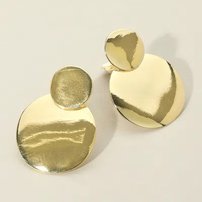 Fashnzfab Double Metal Disc Link Clip On Earrings In Gold