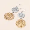 Fashnzfab Double Metal Filigree Medallion Link Drop Earrings In Multi