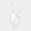 Fashnzfab Double Metal Hexagon Link Dangle Earrings - Rhodium In White