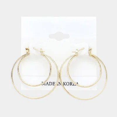Fashnzfab Double Metal Hoop Pin Catch Earrings In Gold