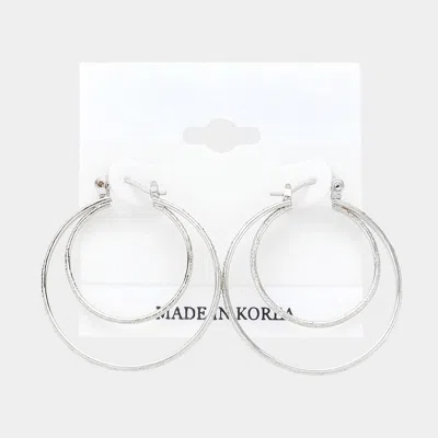 Fashnzfab Double Metal Hoop Pin Catch Earrings In Metallic