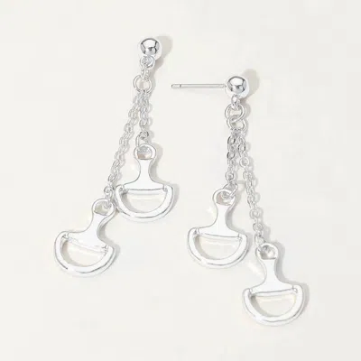 Fashnzfab Double Metal Horsebit Charm Drop Earrings In Multi