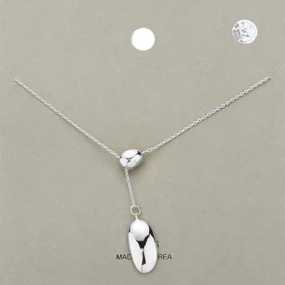 Fashnzfab Double Metal Pendant Sliding Necklace In Silver
