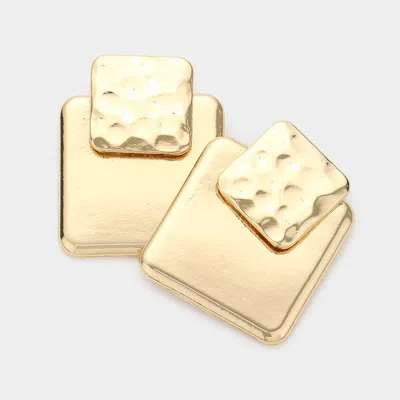 Fashnzfab Double Metal Square Link Layered Earrings In Gold
