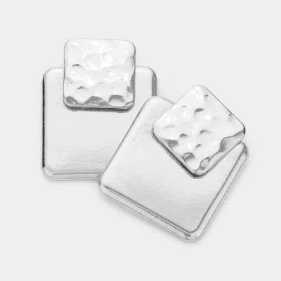 Fashnzfab Double Metal Square Link Layered Earrings In Multi