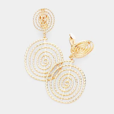 Fashnzfab Double Metal Swirl Dangle Clip On Earrings In Gold