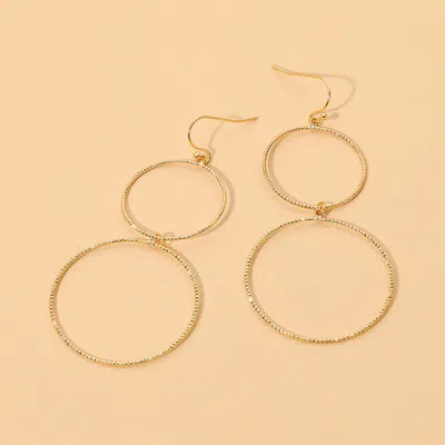 Fashnzfab Double Metal Wire Circle Link Drop Earrings In Gold