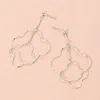 Fashnzfab Double Metal Wire Open Quatrefoil Dropdown Dangle Earrings In Metallic