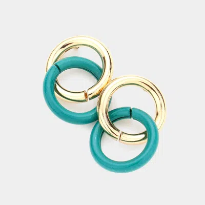 Fashnzfab Double Open Circle Link Dangle Earrings In Multi