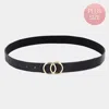 Fashnzfab Double Open Metal Circle Link Buckle Faux Leather Belt In Black