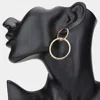 Fashnzfab Double Open Metal Circle Link Dangle Earrings In Gold