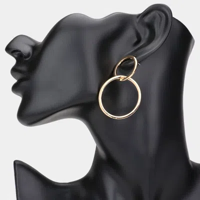 Fashnzfab Double Open Metal Circle Link Dangle Earrings In Gold