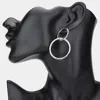 Fashnzfab Double Open Metal Circle Link Dangle Earrings In Gray