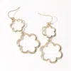 Fashnzfab Double Open Metal Flower Link Dropdown Dangle Earrings - Gold In Gold