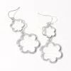 Fashnzfab Double Open Metal Flower Link Dropdown Dangle Earrings In Metallic