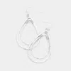 Fashnzfab Double Open Metal Teardrop Link Dangle Earrings - Worn Silver In Metallic