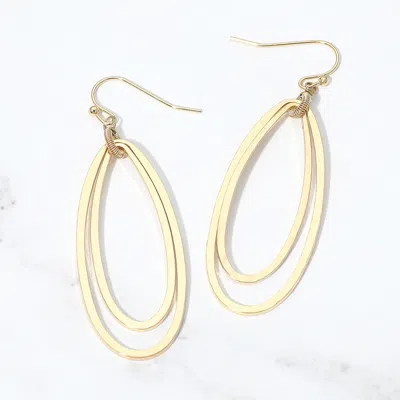 Fashnzfab Double Open Oval Layered Drop Earrings In Gold