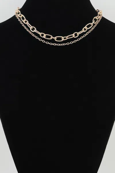 Fashnzfab Double Polished Link Chain Choker Necklace In Gold