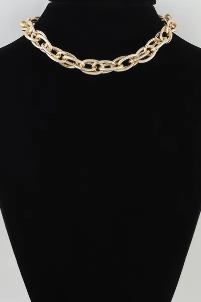 Fashnzfab Double Polished Link Chain Choker Necklace In Gold